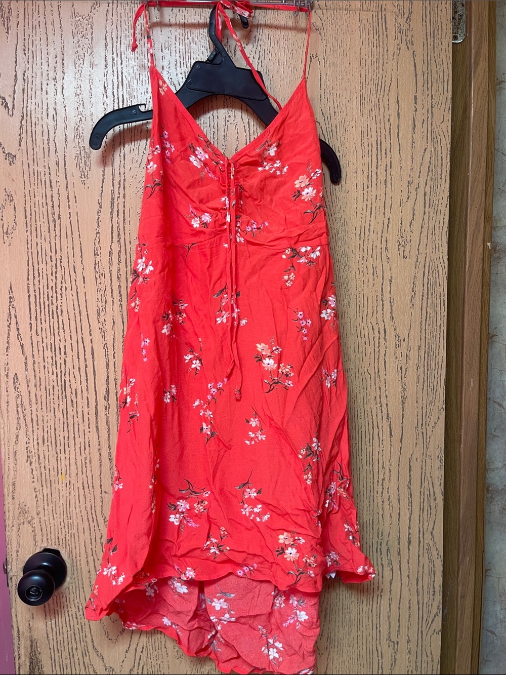 American Eagle Outfitters Red Floral Spaghetti Strap Mini Dress